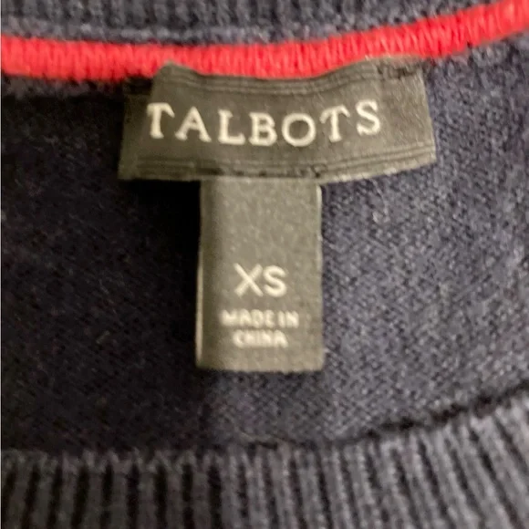 Talbots Sweater Fruit Print Embellished 3/4 Sleeves Navy Cotton Blend Size- XS - Picture 10 of 12